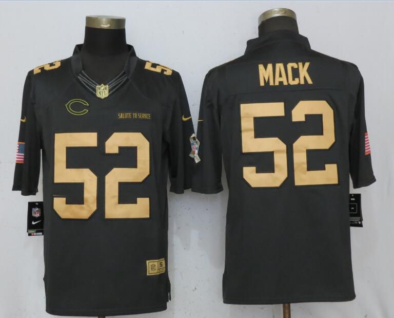Men Chicago Bears #52 Mack Gold Anthracite Nike Salute To Service Limited NFL Jerseys